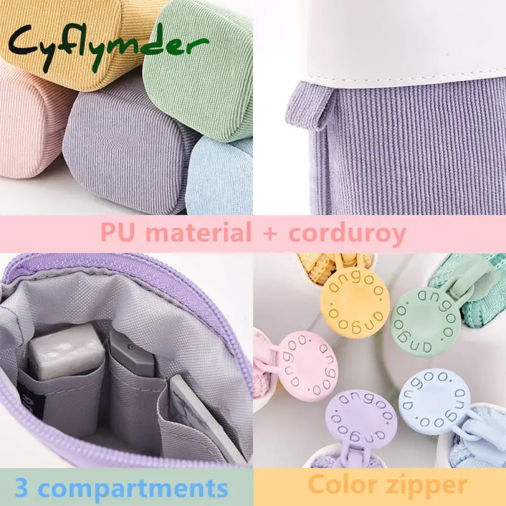 Cyflymder Back To School Creative Retractable Pencil Case School Stationery Storage Bag Kawaii