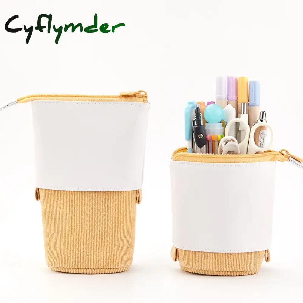 Cyflymder Back To School Creative Retractable Pencil Case School Stationery Storage Bag Kawaii