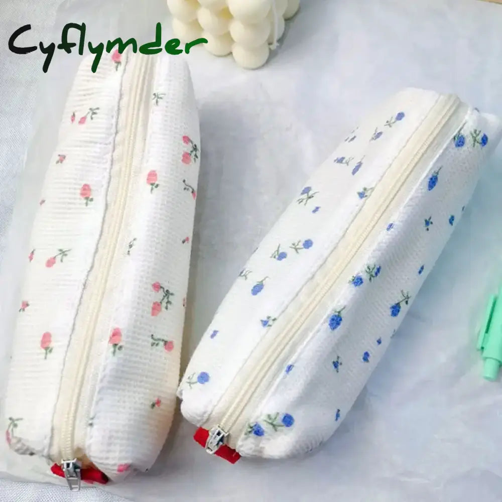 Cyflymder Back To School Cute Cartoon Flower Pen Pencil Bag School Office Supplies Large-Capacity