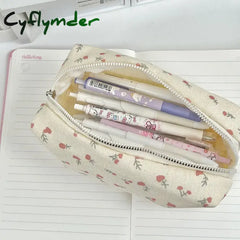 Cyflymder Back To School Cute Multifunctional Floral Pen Bag Student Cartoon Stationery Large