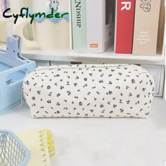 Cyflymder Back To School Cute Multifunctional Floral Pen Bag Student Cartoon Stationery Large