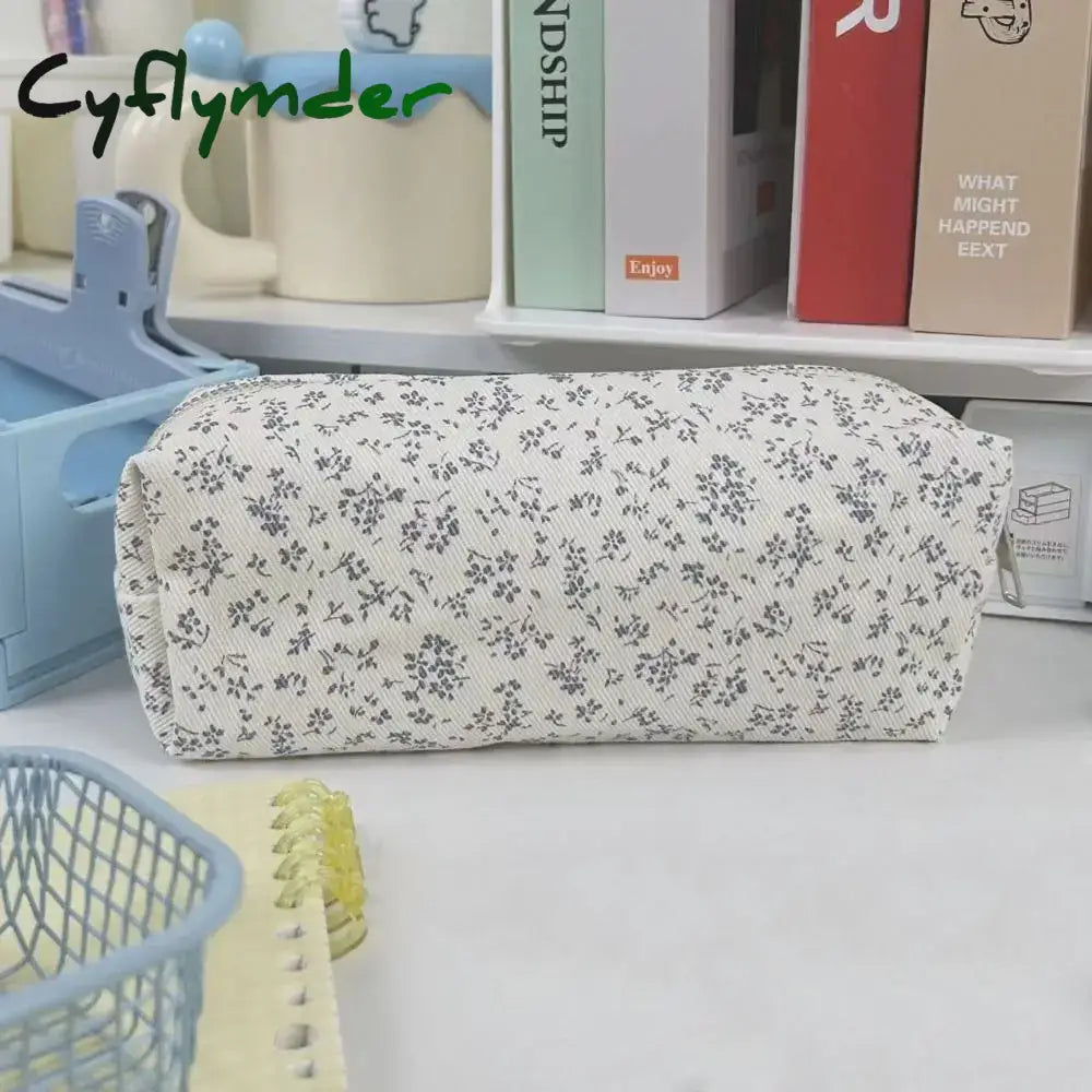 Cyflymder Back To School Cute Multifunctional Floral Pen Bag Student Cartoon Stationery Large