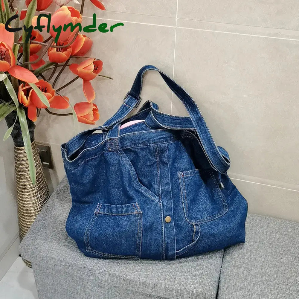 Cyflymder Back To School Denim Shoulder Bags For Women Casual Jeans Designer Tote Crosbody Luxury