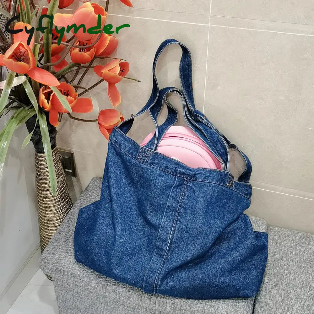 Cyflymder Back To School Denim Shoulder Bags For Women Casual Jeans Designer Tote Crosbody Luxury