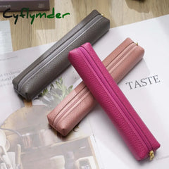 BACK TO SCHOOL Genuine Leather Simple Pen Case for School Students Stationery Storage Box Pen Bag Cowhide Zipper Pencil Holder School Suppies