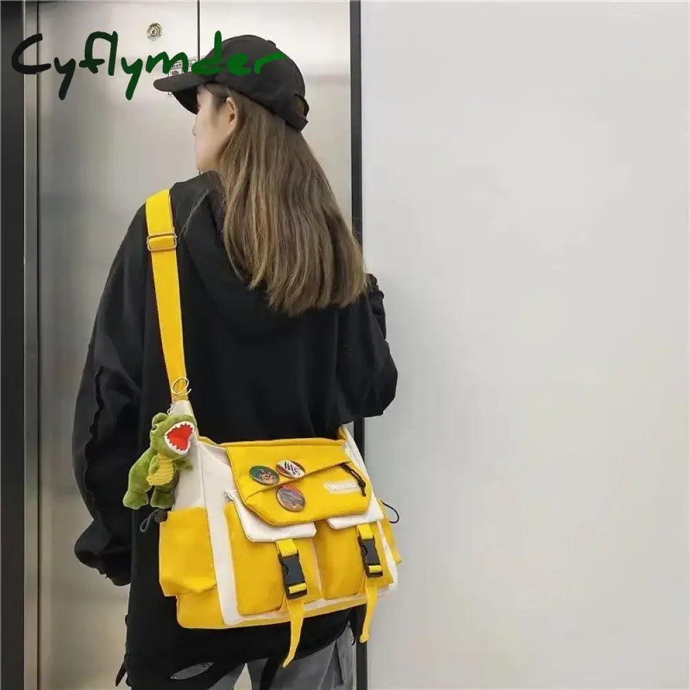 Cyflymder Back To School Harajuku Men Nylon Crossbody Bags For Women Messenger Bag Girls School