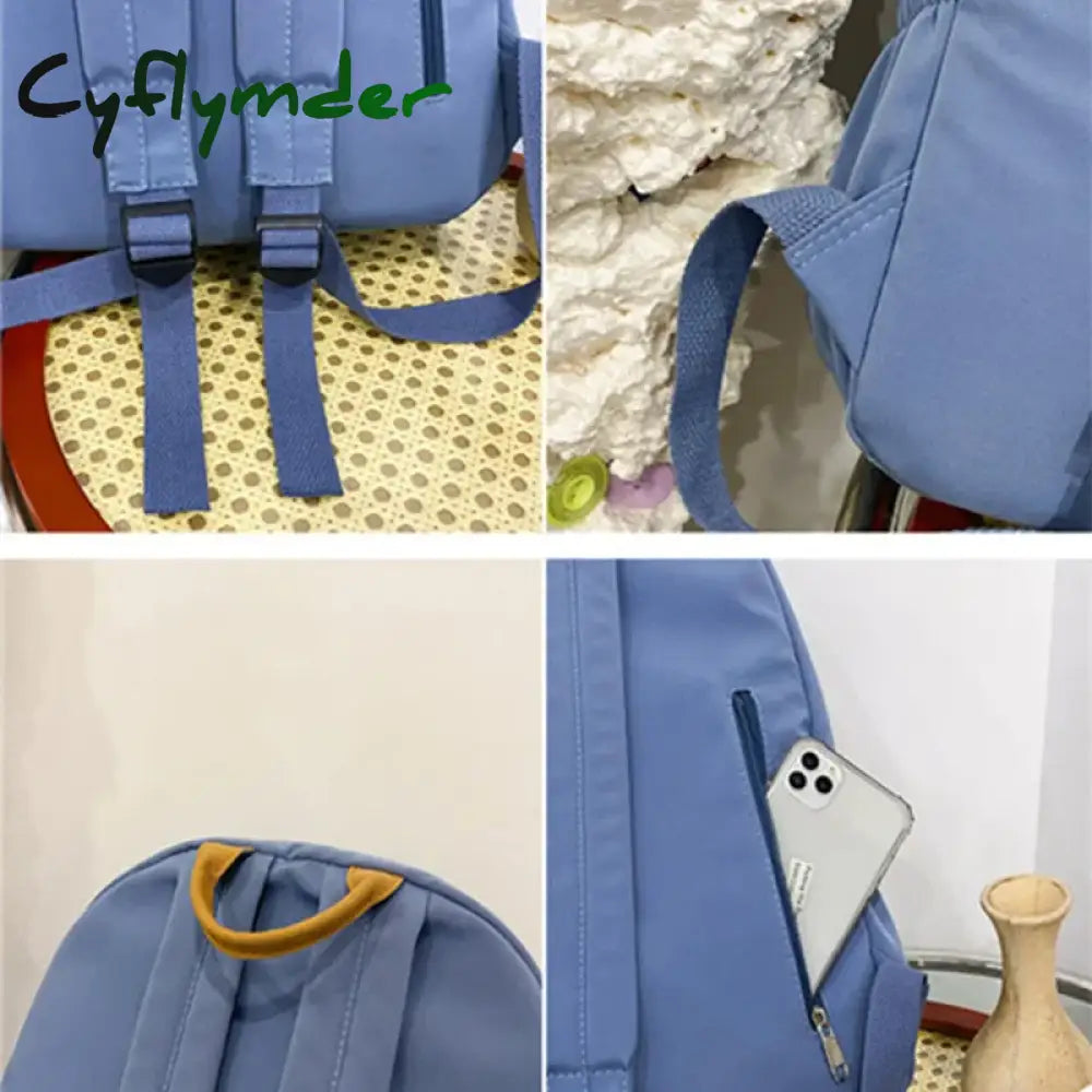 Cyflymder Back To School Kawaii Large-Capacity All-Match Backpack Korean Version Simple Storage Bag