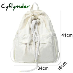 Cyflymder Back To School Ladies Canvas Vintage Girl Leisure Drawstring Book Bag Female Brown Laptop