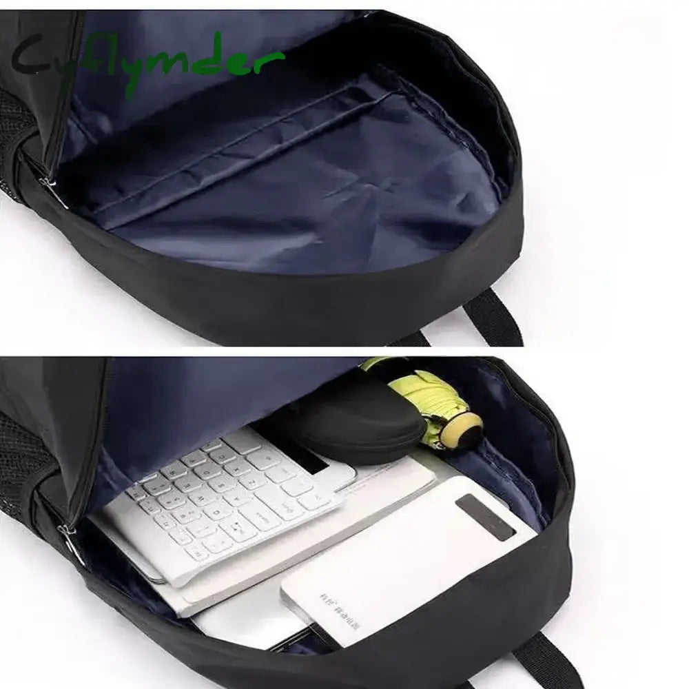 Cyflymder Back To School Large Capacity Canvas Black Backpack Light Simple Travel Bag Student