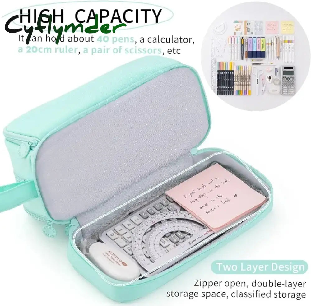 Cyflymder Back To School Large Capacity Pen Kawaii Pencil Case Aesthetic Pouch School Bag Gift