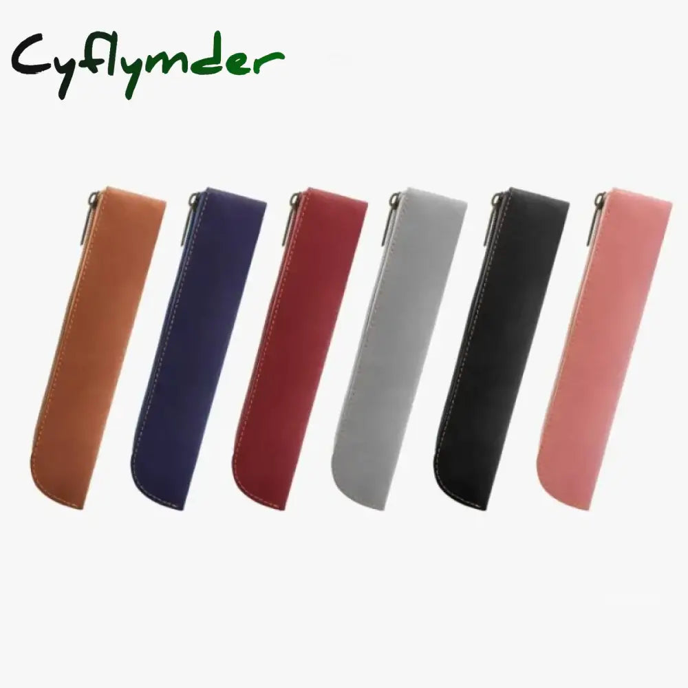 Cyflymder Back To School Large Capacity Pencil Bag Pu Leather Pen Sleeve Protective Cover Zipper