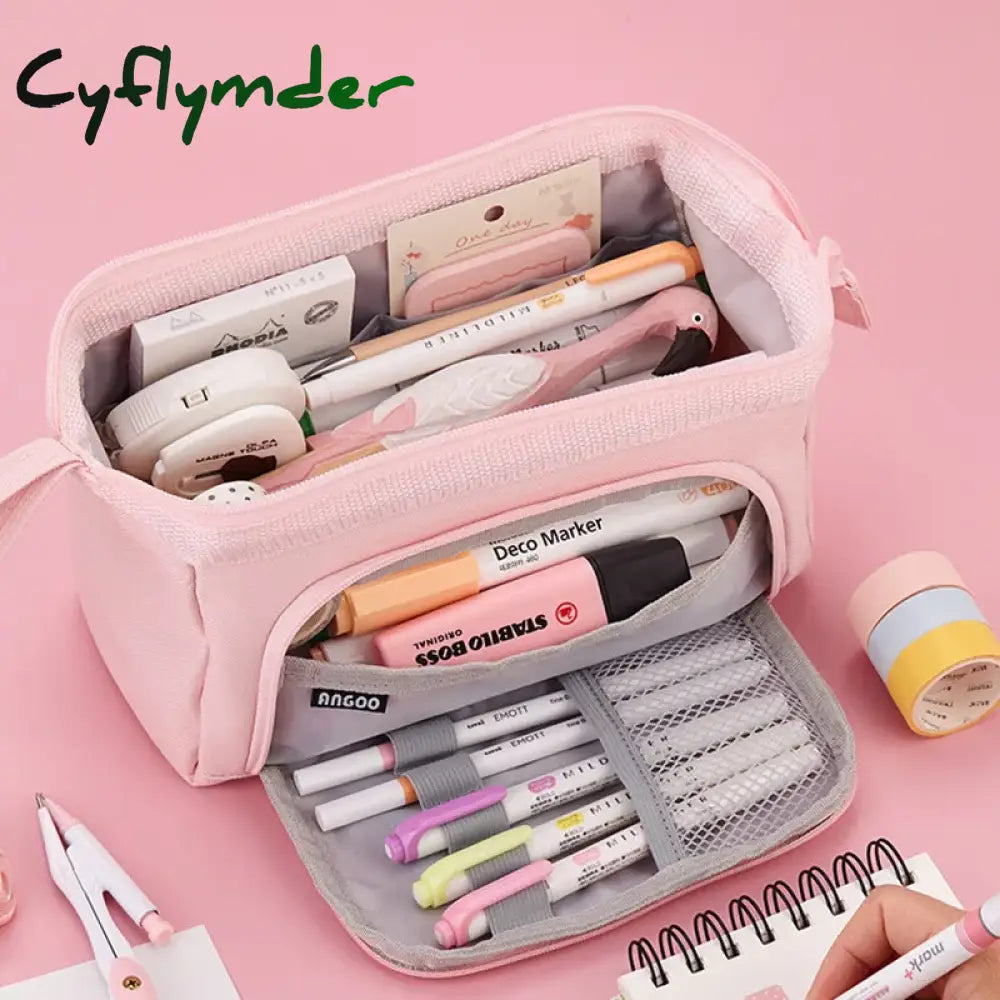 Cyflymder Back To School Large Capacity Pencil Case Cute Student Cases Big Pen Bag Storage Box Boy