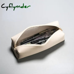 Cyflymder Back To School Large Capacity Pu Leather Pencil Bag Cute Pen Case Stationery Holder