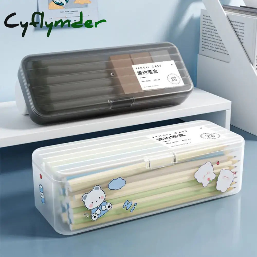 Cyflymder Back To School Large Capacity Storage Box High Quality Plastic Transparent Pencil Case