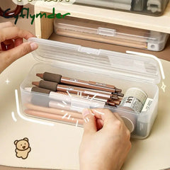 Cyflymder Back To School Large Capacity Storage Box High Quality Plastic Transparent Pencil Case