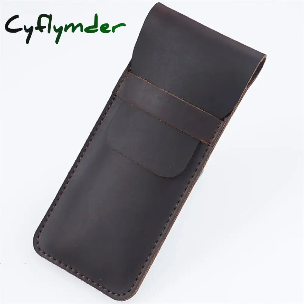Cyflymder Back To School Leather Pen Bag Personality Retro Handmade First Layer Cowhide Pencil Case