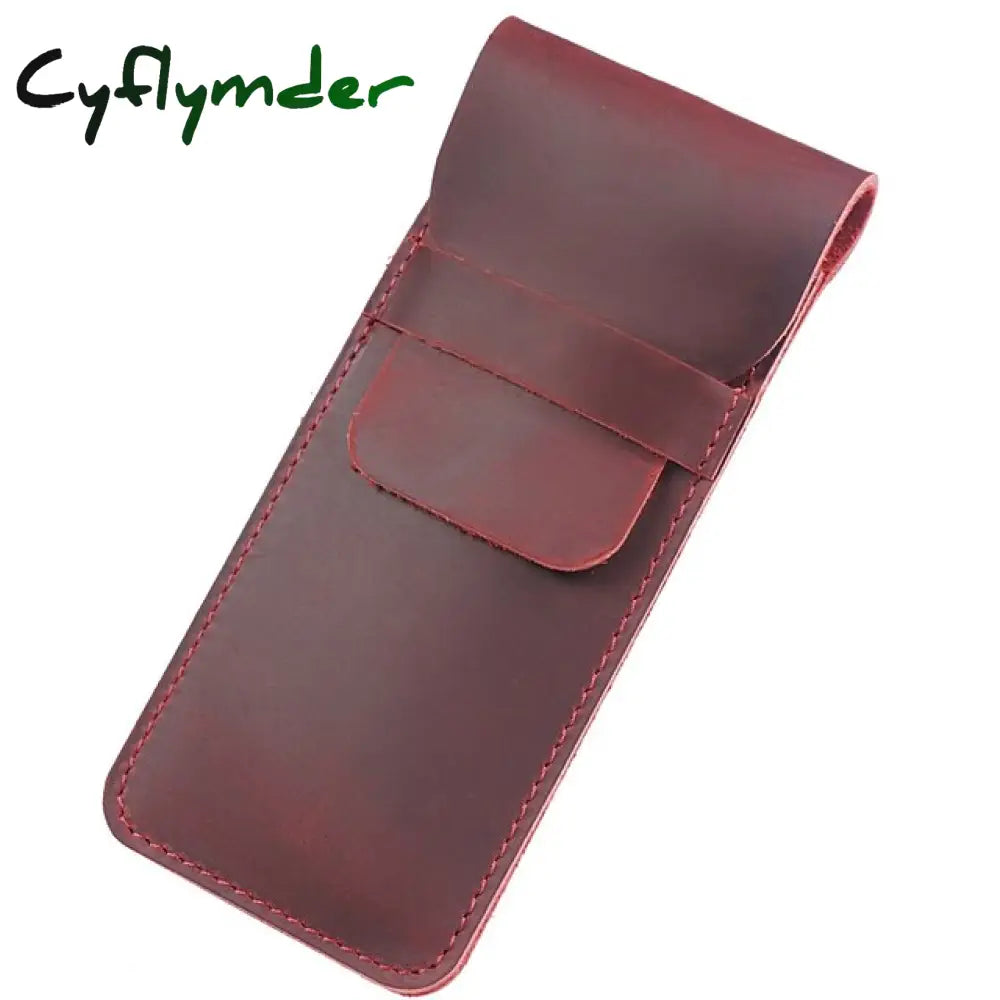Cyflymder Back To School Leather Pen Bag Personality Retro Handmade First Layer Cowhide Pencil Case