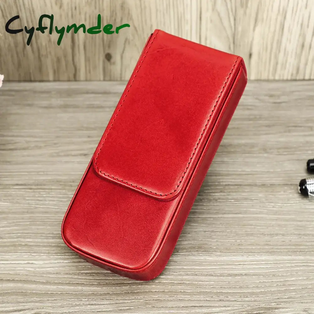 Cyflymder Back To School Luxury Genuine Leather 3 Slots Pen Case With Removable Tray Holder Pencil