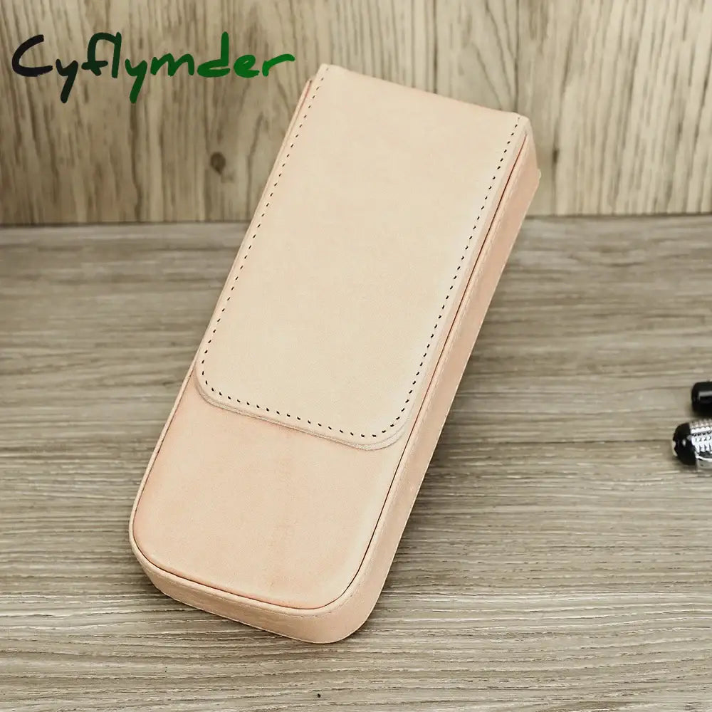 Cyflymder Back To School Luxury Genuine Leather 3 Slots Pen Case With Removable Tray Holder Pencil