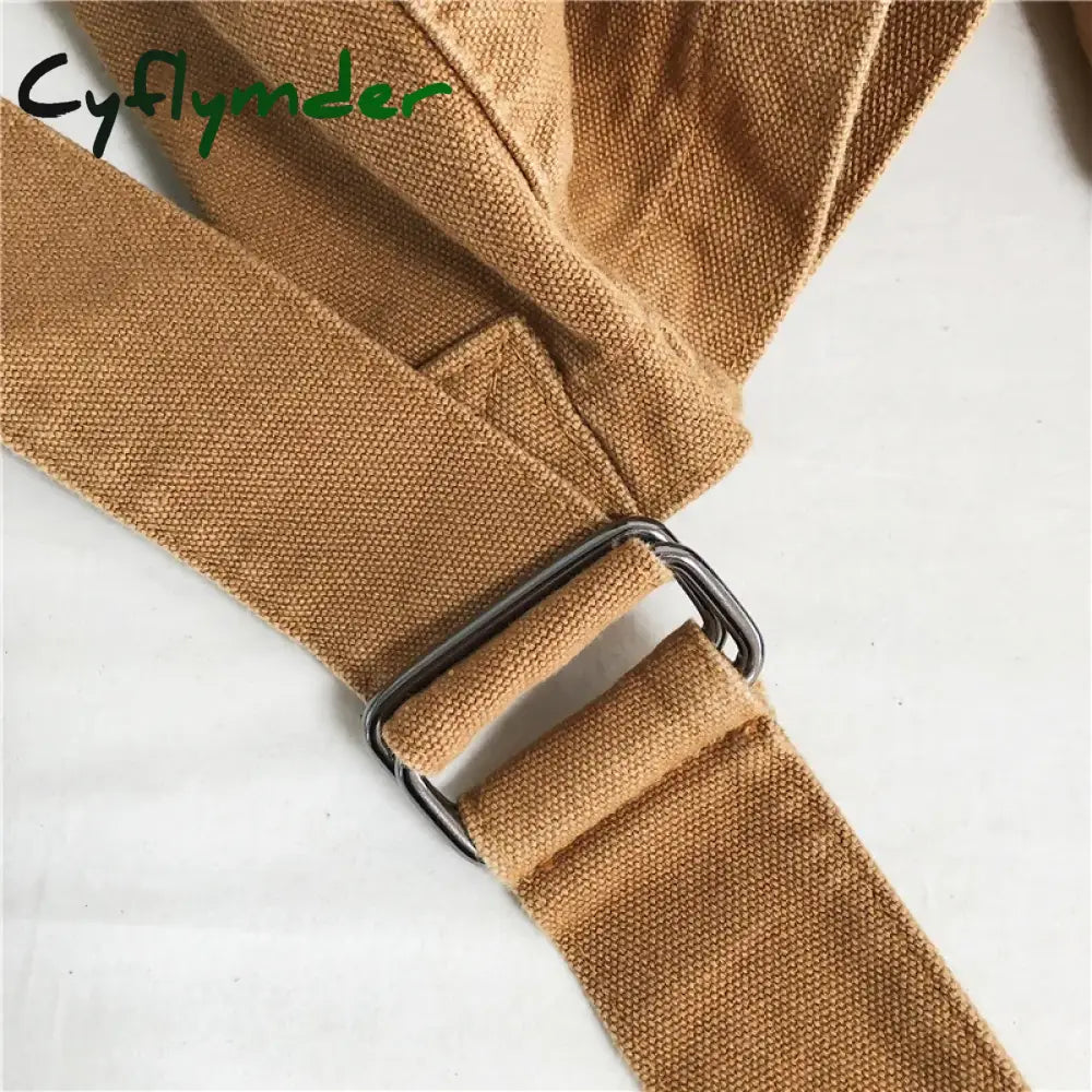 Cyflymder Back To School Minimalist Style Solid Shoulder Bags 100% Cotton Unisex Crossbody Canvas