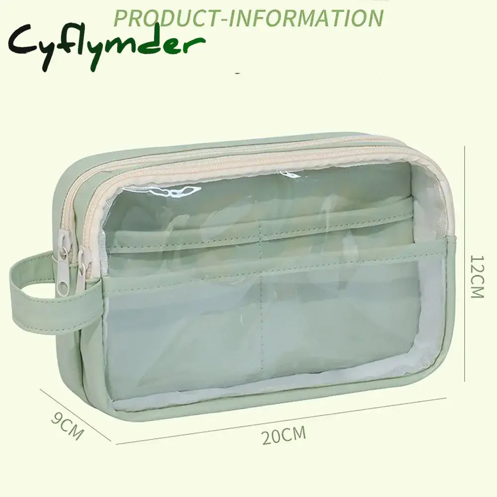 Cyflymder Back To School Multi-Functional Pencil Case Transparent With Handle Pen Bag Large