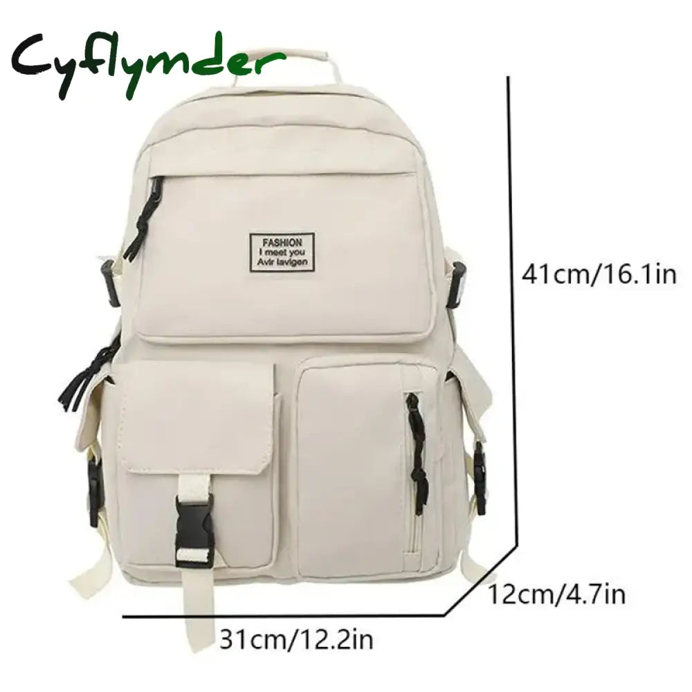 Cyflymder Back To School Multi-Pocket Men And Women Universal Nylon Large-Capacity Leisure Simple