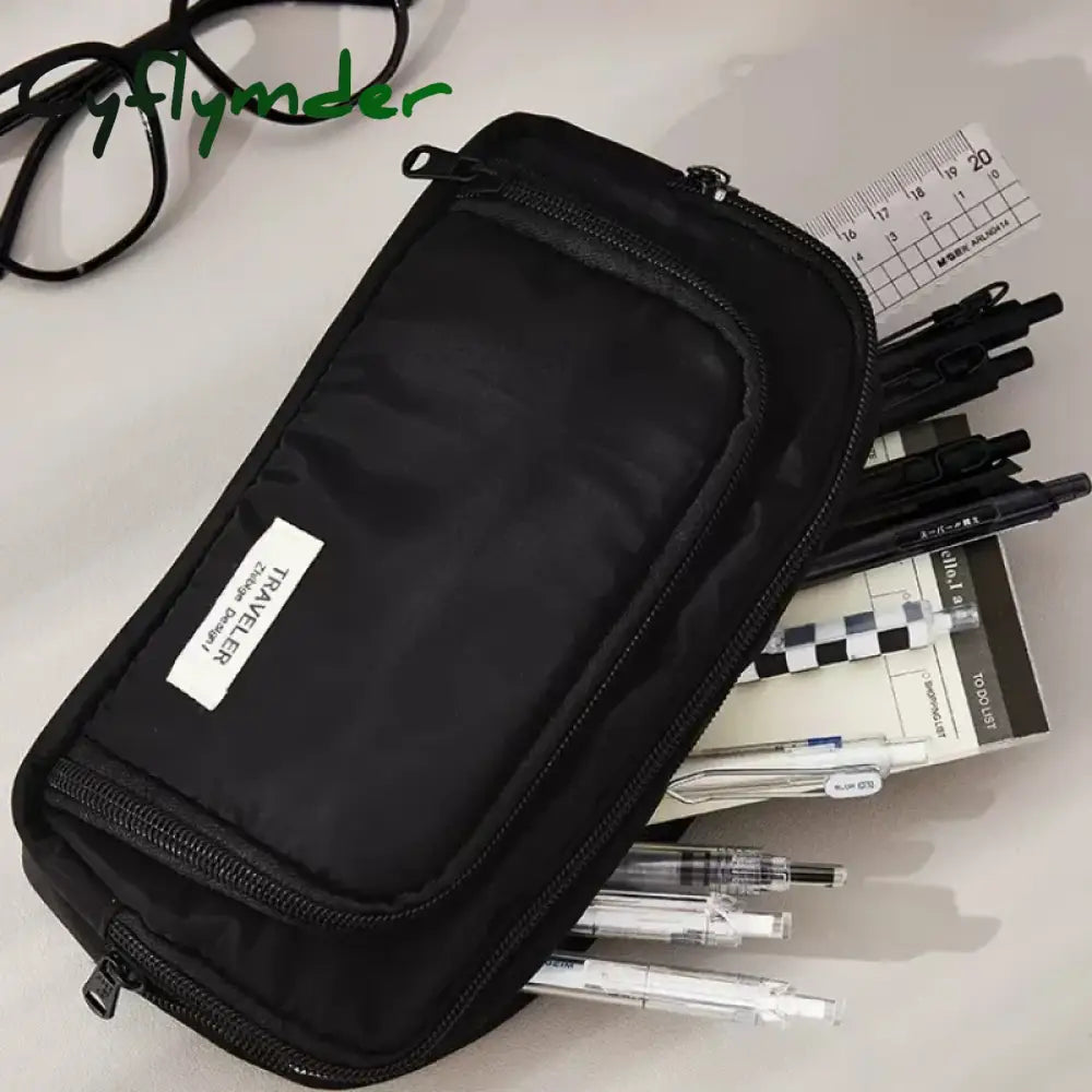 Cyflymder Back To School Multilayers Pencil Big Bags Aesthetic School Cases Large Capacity Pen Case