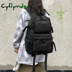 Cyflymder Back To School New Backpack Black Anti Theft Splashproof Fashion Bag For Teens Travel