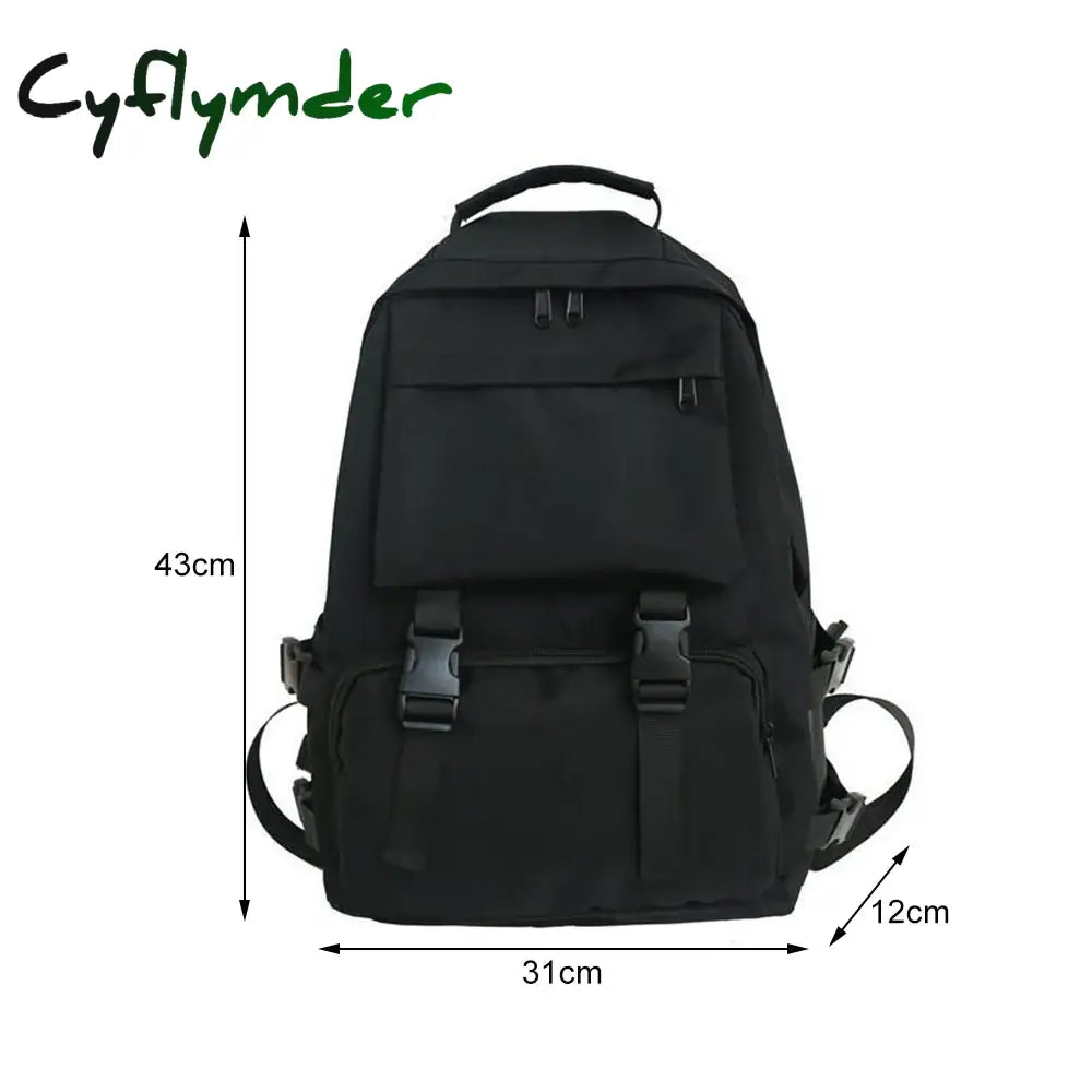 Cyflymder Back To School New Simple Black Workwear Style Backpack Large Capacity Laptop Bag Fashion