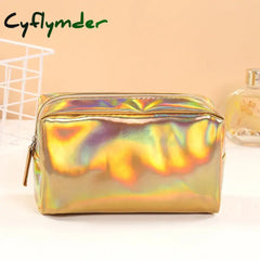 Cyflymder Back To School New Solid Color Laser Cosmetic Bag Ins Wind Portable Wash Storage Makeup