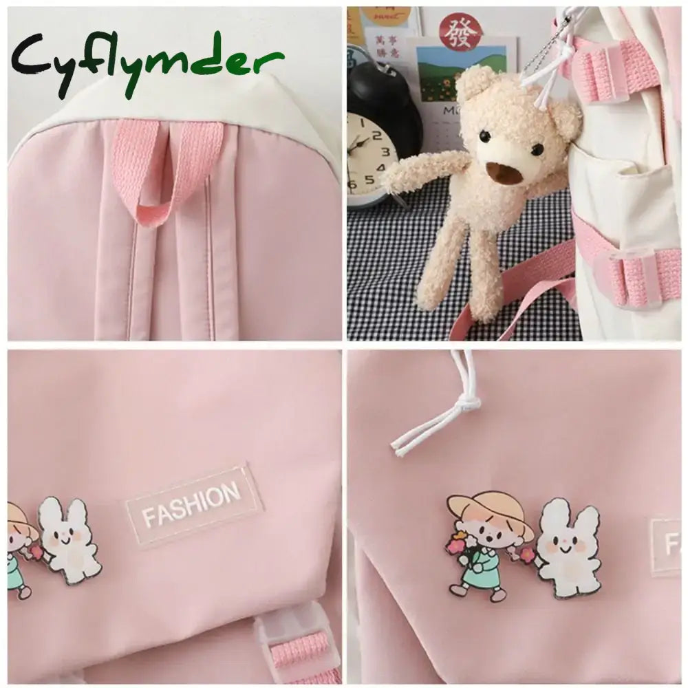 Cyflymder Back To School Nylon Book Bag Boys Girls Backpack Multifunctional Waterproof Large