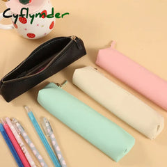 Cyflymder Back To School Pencil Case Black Trousse Pouch Estuches Korean Stationery Pu Leather Bag