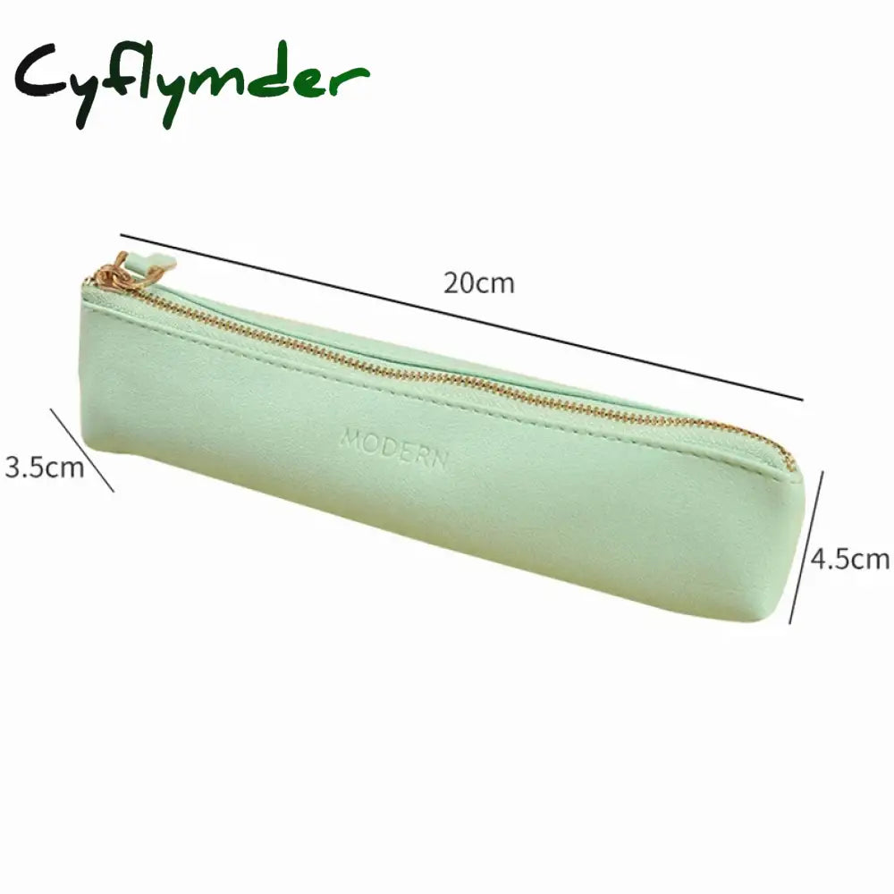 Cyflymder Back To School Pencil Case Black Trousse Pouch Estuches Korean Stationery Pu Leather Bag