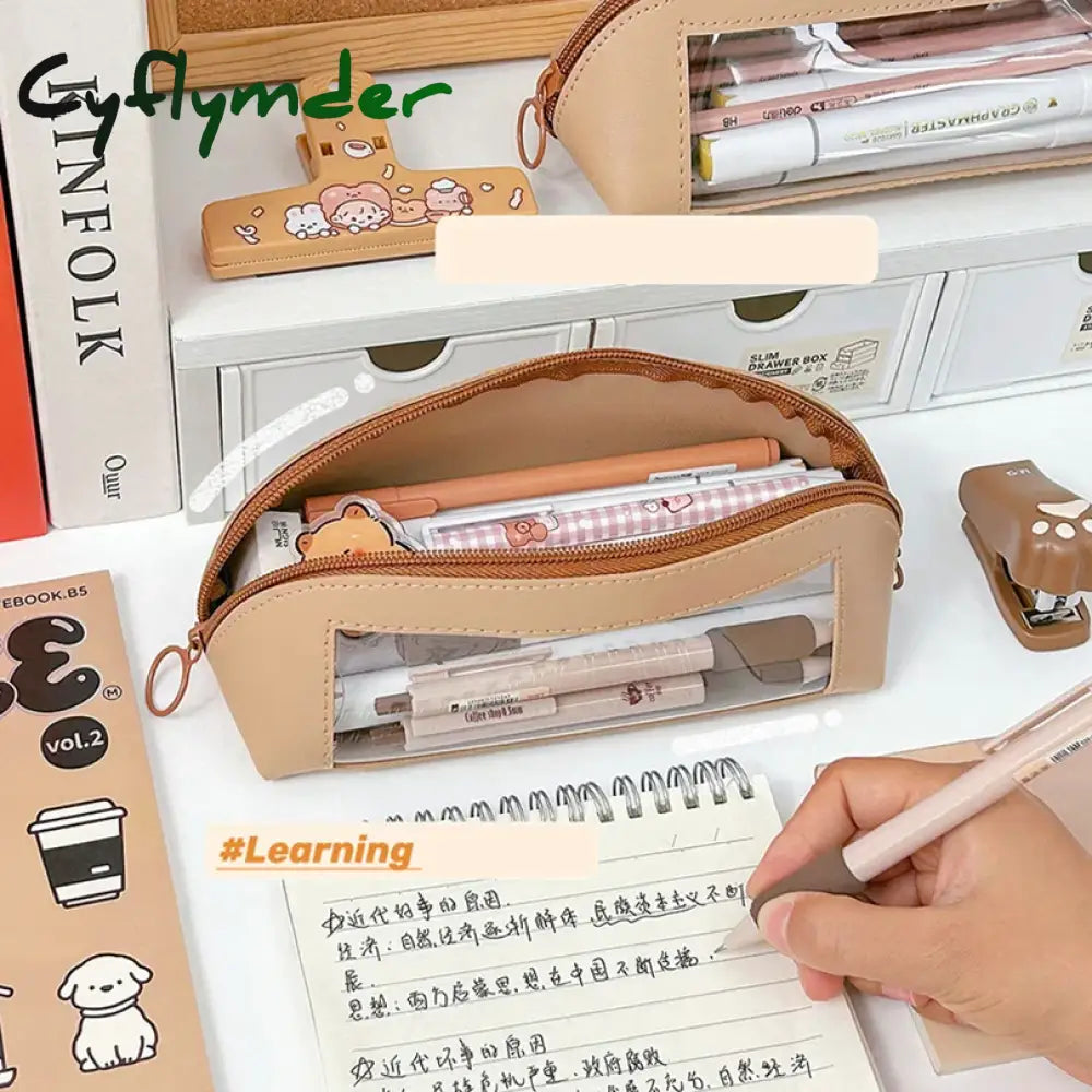Cyflymder Back To School Pencil Case Transparent School Supplies Cases Estuches Escolares Pu
