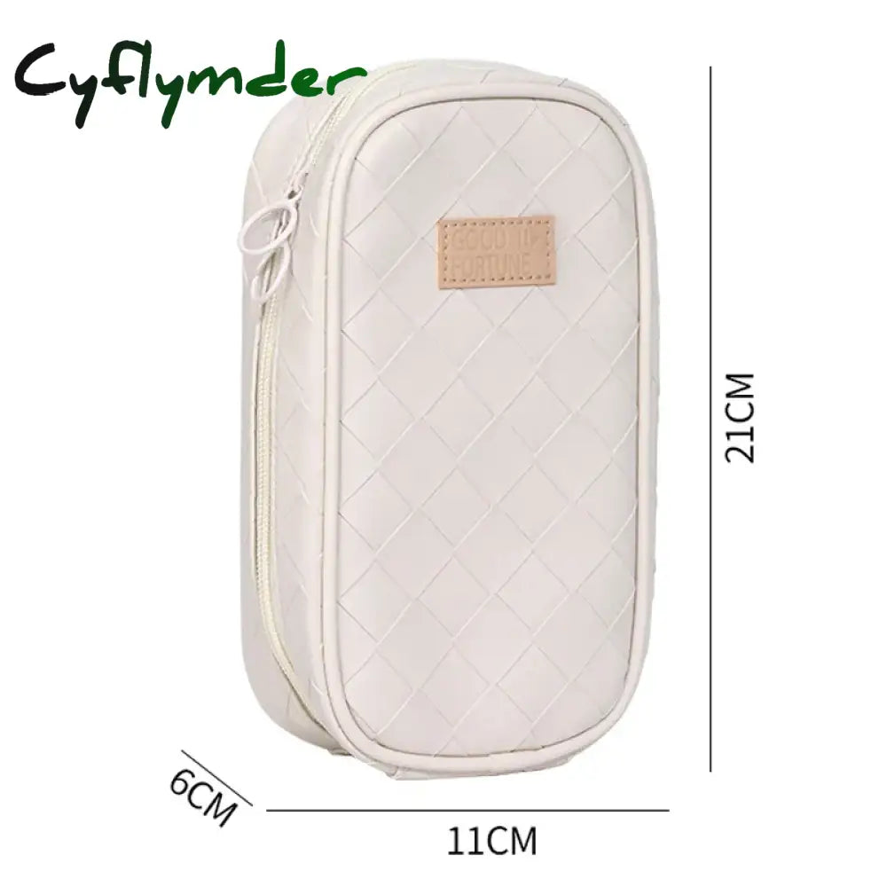 Cyflymder Back To School Pu Pencil Case Extra Large Capacity Bag Portable Pen Box Multi-Layer Pouch