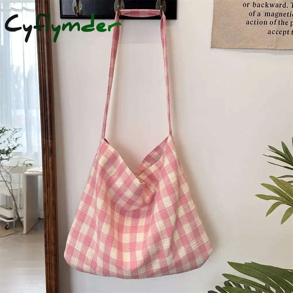 BACK TO SCHOOL Retro Plaid Women's Canvas Shoulder Bag Casual College Girls Book Tote Travel Messenger Bags Female Eco Shopping Bag Handbags