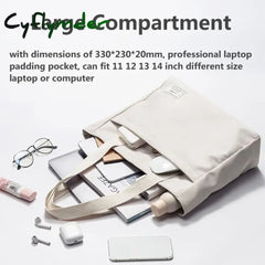 Cyflymder Back To School Shockproof Canvas Women Laptop Tote Bag 14 Inch For Macbook Air Pro Huawei