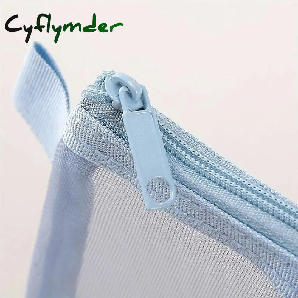 Cyflymder Back To School Simple Transparent Mesh Pencil Case Storage Student Bag Large Capacity