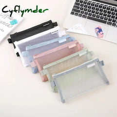 BACK TO SCHOOL Simple Transparent Mesh Pencil Case Storage Student Pencil Bag Large Capacity Pouches Stationery Cosmetic Bags