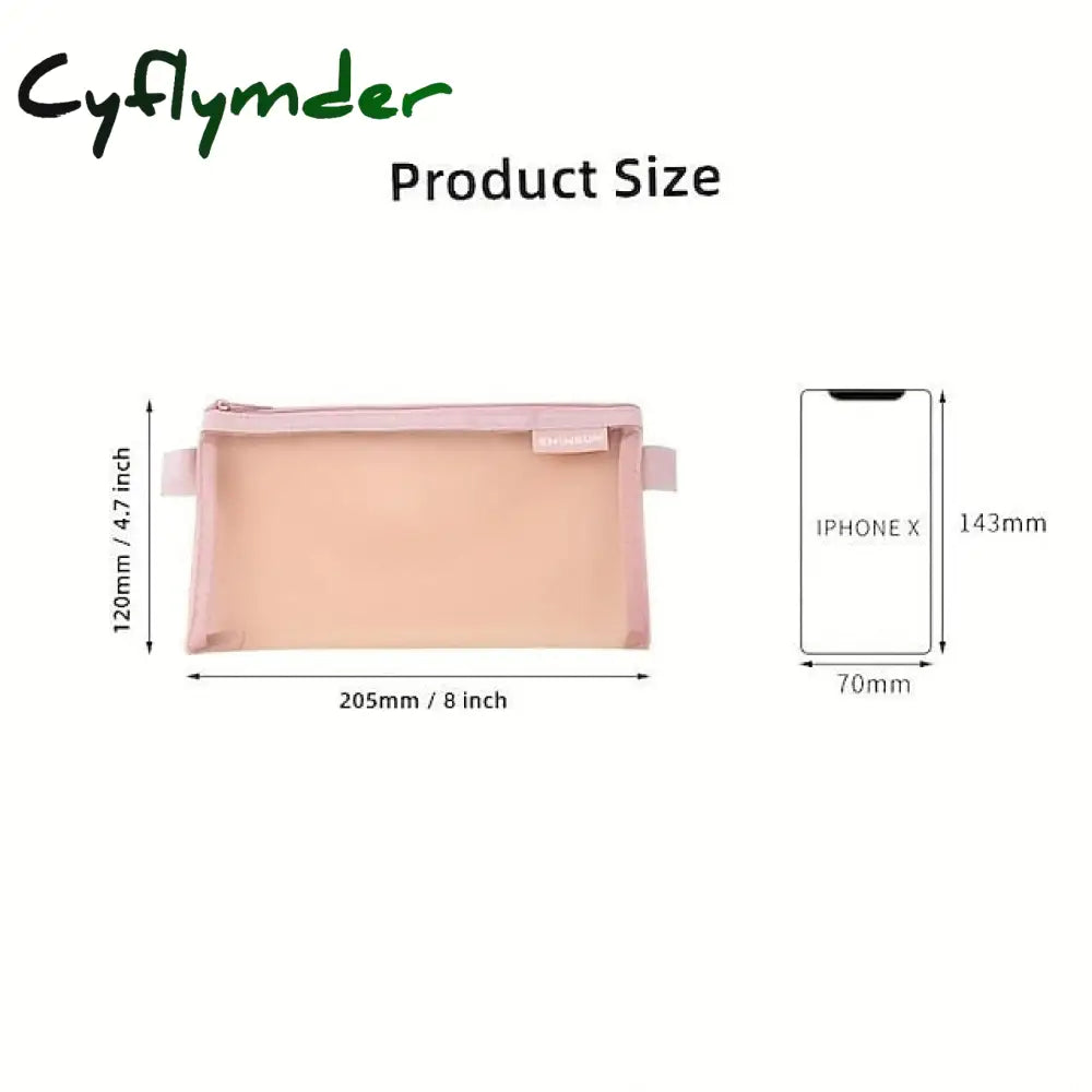 Cyflymder Back To School Simple Transparent Mesh Pencil Case Storage Student Bag Large Capacity