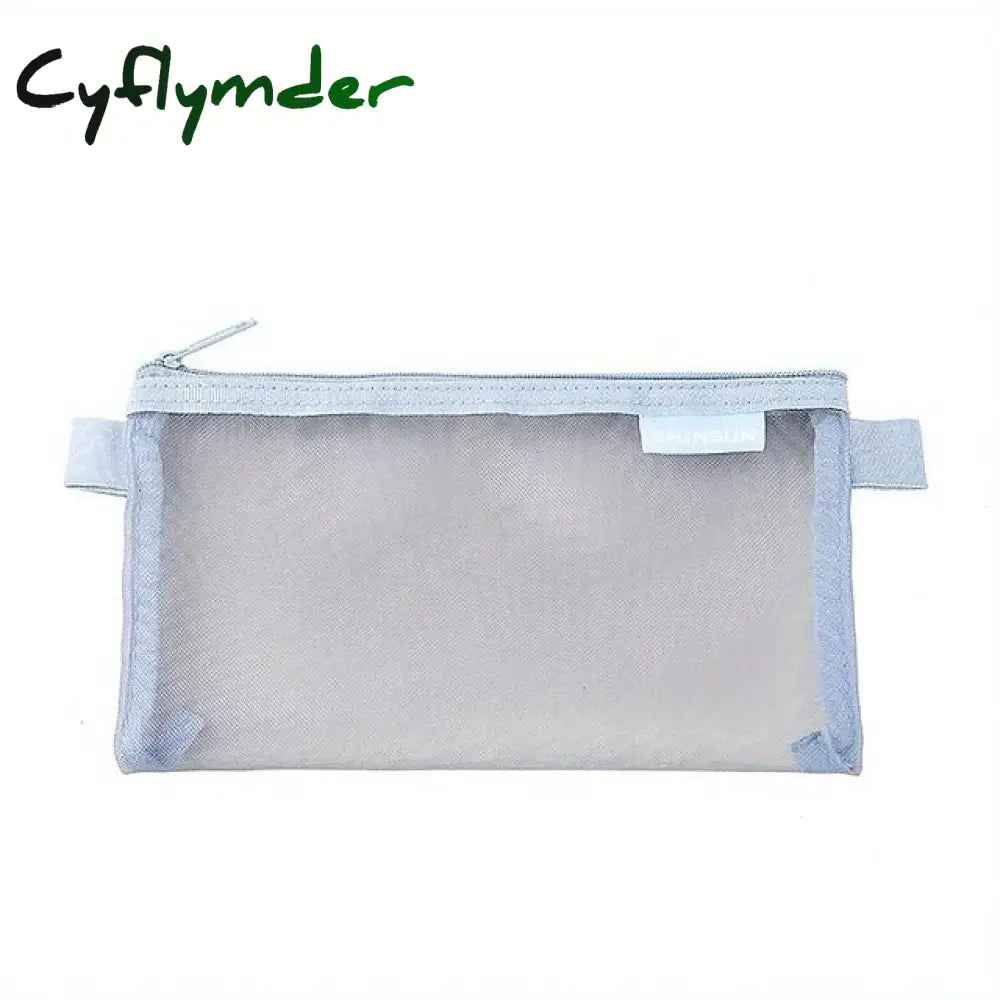 Cyflymder Back To School Simple Transparent Mesh Pencil Case Storage Student Bag Large Capacity