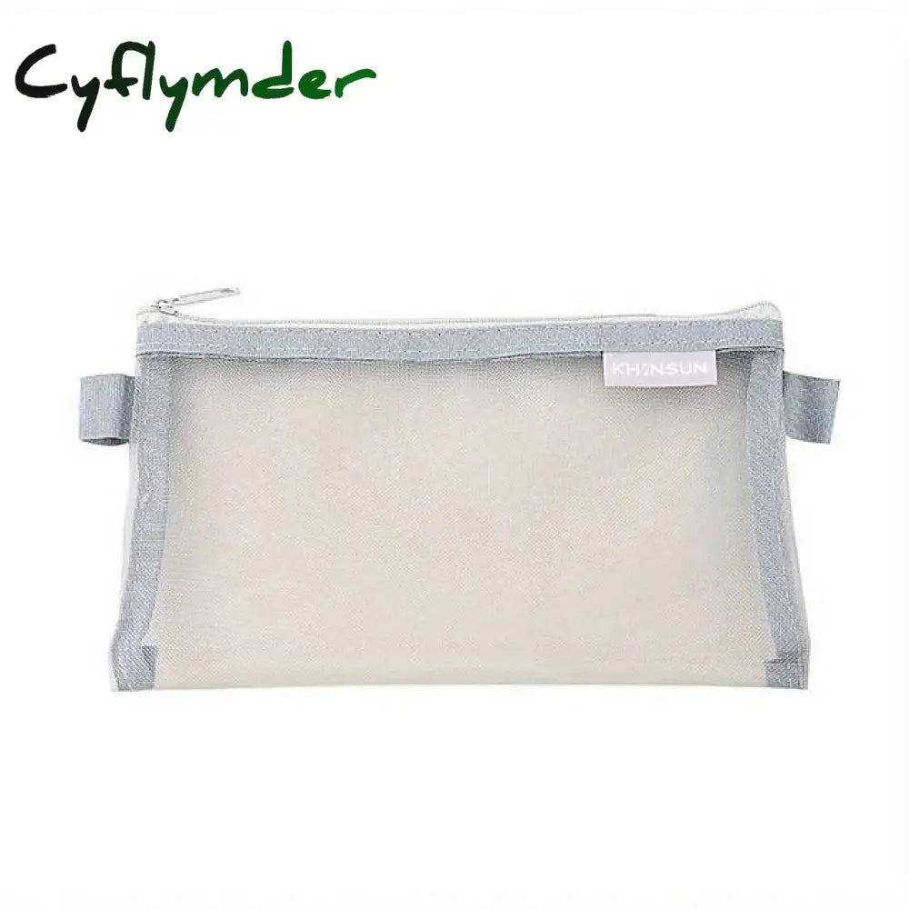 Cyflymder Back To School Simple Transparent Mesh Pencil Case Storage Student Bag Large Capacity