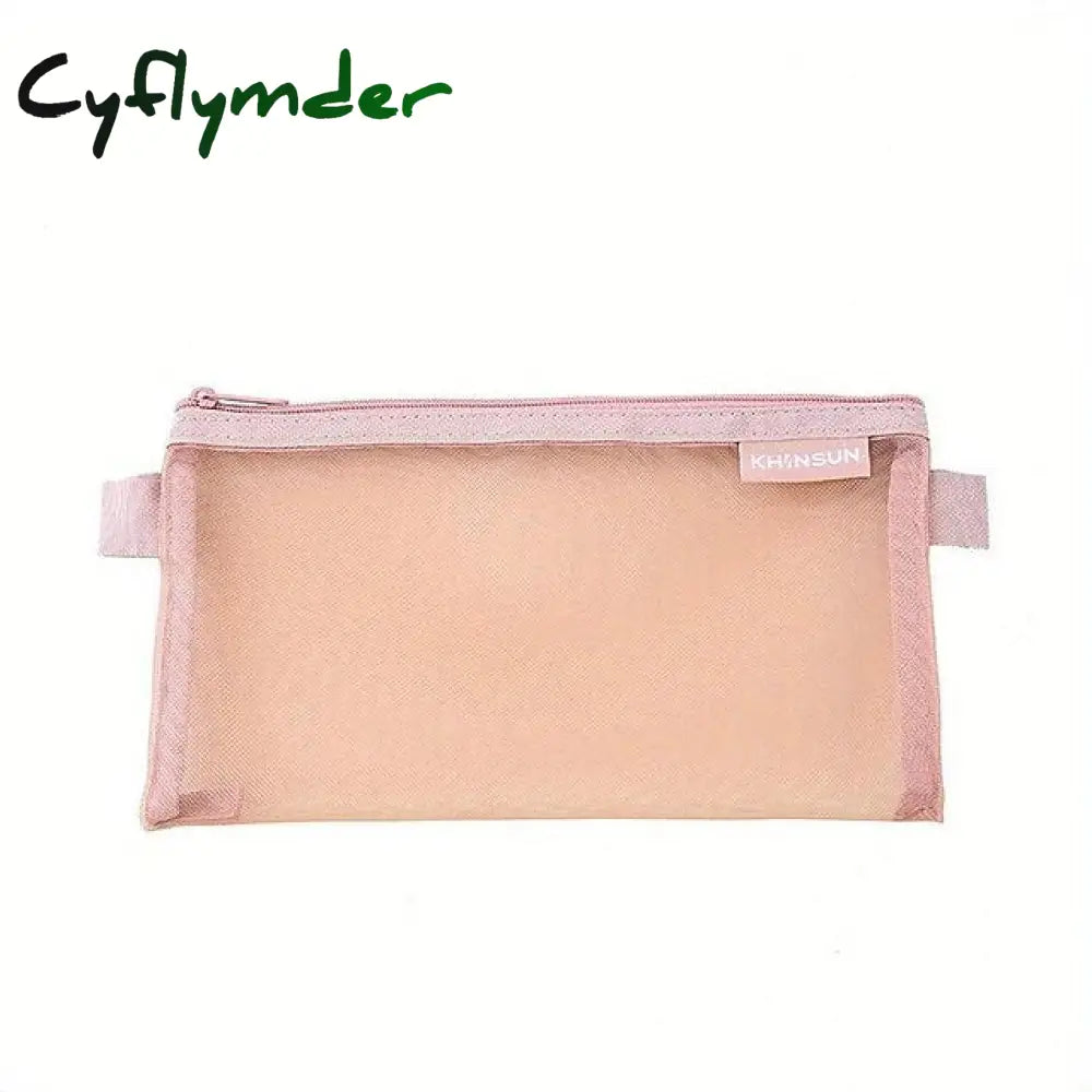 Cyflymder Back To School Simple Transparent Mesh Pencil Case Storage Student Bag Large Capacity