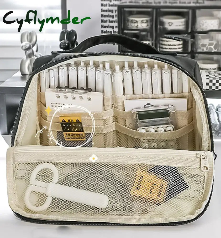 Cyflymder Back To School Stationery Bag Pencil Case Large Capacity Pen Box Cosmetics Portable Gifts