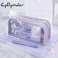 BACK TO SCHOOL Transparent Pencil Case Estuches Escolares Pencilcase School Supplies Large Capacity Pencil Box Kawaii Stationery Pencil Pouch