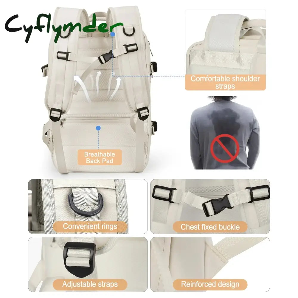 Cyflymder Back To School Travel Backpack For Women Expandable Weekender Hiking Laptop With Usb Port