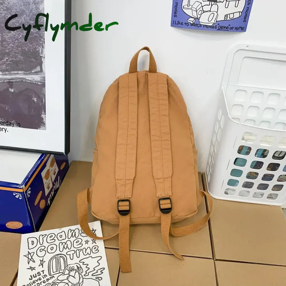Cyflymder Back To School Trendy Female Canvas Laptop College Backpack Cool Lady Vintage Book Bag