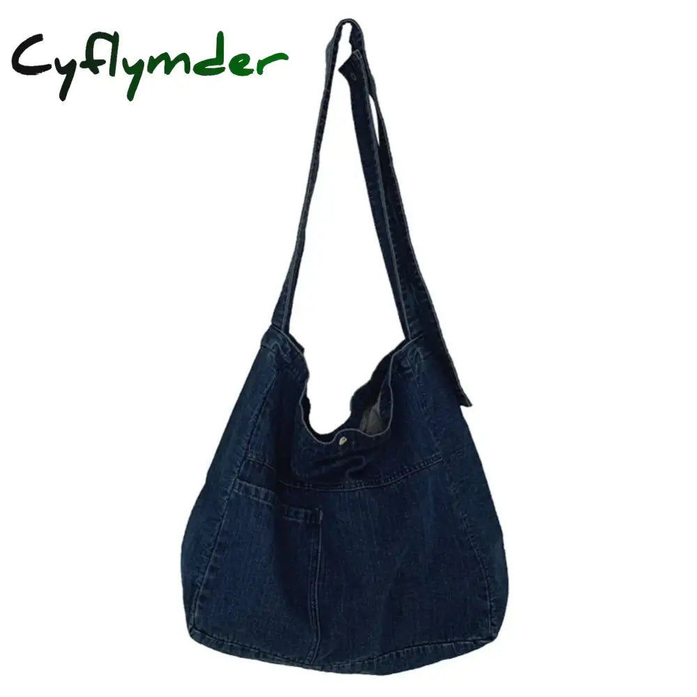 Cyflymder Back To School Unisex Denim Tote Handbag Large Capacity Lightweight Versatile Jeans Top