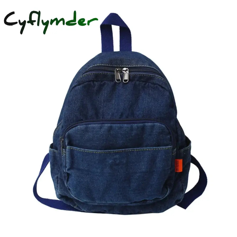 Cyflymder Back To School Vintage Denim Backpack School Travel Daypack Shoulder Bags For Teenager