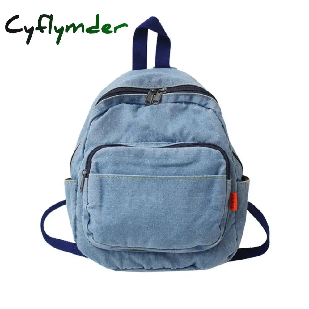 Cyflymder Back To School Vintage Denim Backpack School Travel Daypack Shoulder Bags For Teenager